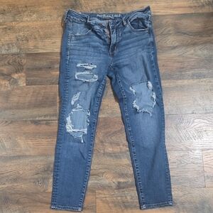 American Eagle Outfitters Women's Cropped Distressed Super Stretch Jeggings